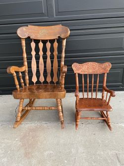Oak adult & toddler rocking chairs