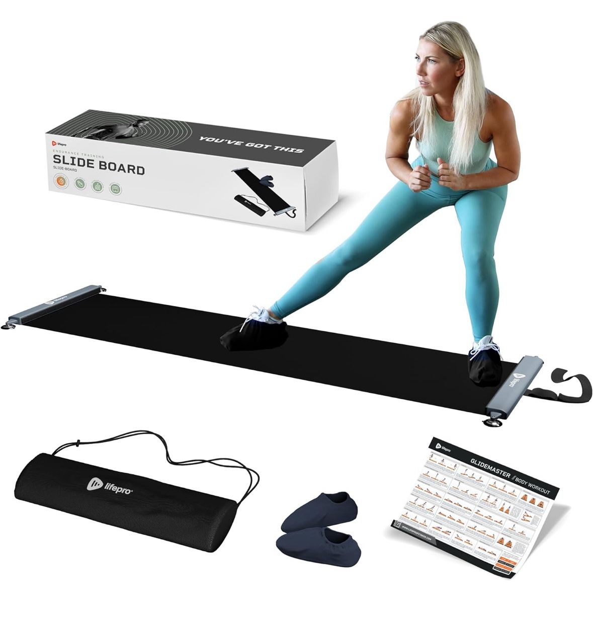 Lifepro Exercise Slide Board - Sliding Mat for Endurance and Strength Building Workouts - Brand New in Box