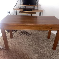 Brown Wooden Desk And Office Chair
