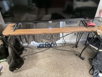 Wood, glass & metal table