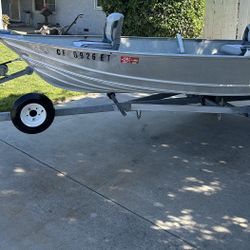 Gregor 12’3” Aluminum Boat And Trailer With 15 Hp 2 Stroke Motor