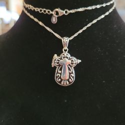 Vintage Sterling Silver Cross Prayer Box Pendant Locket Necklace 20" F8