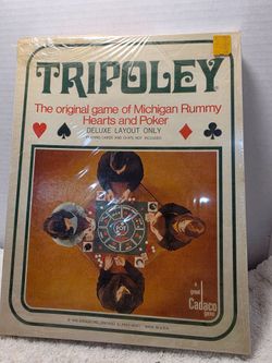 VINTAGE 1969 TRIPOLEY Deluxe Edition No 111 Game Rummy Hearts Poker