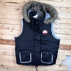 Vintage ROXY Black sky Puffer Full Zip Hoodie Vest Jacket Junior size Large