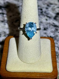 NEW s925 Sterling silver 5 Carat Blue Zircon Ring Size 8 