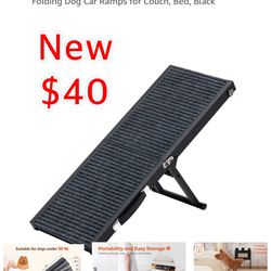 New Dog Ramp, 32'' Long Portable Pet Stair Ramp with Non-Slip Rug Surface, 5 Levels Height Adjustable Dog Steps for Small Dogs, Folding $40