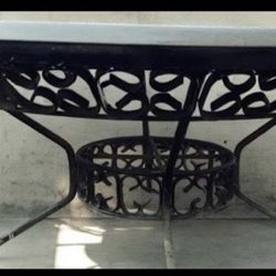 FOR SALE Vintage  SOLID MATBLE IN AND OUT COFEE TABLE Iron Frame 38” Wide X 20” High Asking $350 Firm And Others ITEAMS 