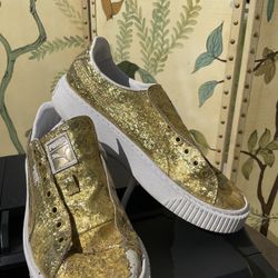 Gold Shoes, Gold, Tennis Shoes