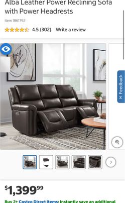 Alba Leather Power Reclining Sota with Power Headrests
