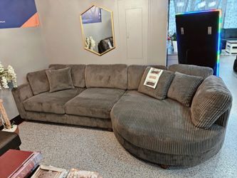 Gray corduroy Sectional sofa
