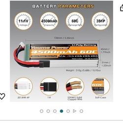 RC BATTERIES *Youme 11.1V Lipo Battery 4500mAh 60C 3S