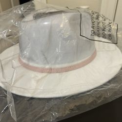 Brand New White Hat With Pink Trim