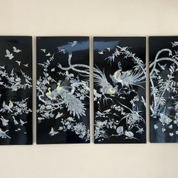 Vintage  Chinese Lacquer Panels w/Mother of Pearl
