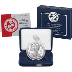 250th Anniversary Marine Corps American Eagle One Oz Silver Proof Coin-IN HAND