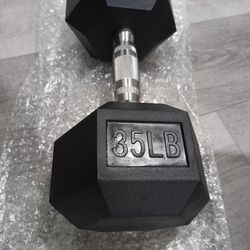 NEW NIB 35LB Dumbbell Rubber Encased Hex Exercise Fitness Weight Strength Training
