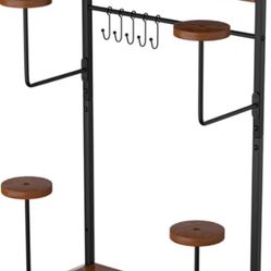 Vieshful Motorcycle Helmet Holder Wall Mount, Helmet Organize Rack with 2 Layer Wooden Boards and 4 Hat Stands,Helmet Hanger for Motorcycle Accesories
