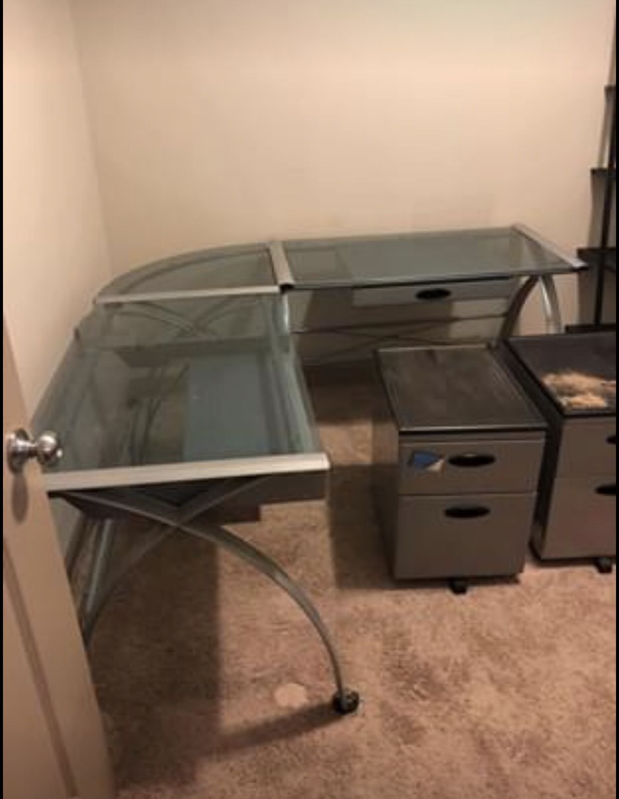 Glass Desk and Filing drawers