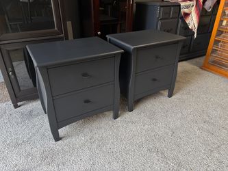 Pair of Black 2-Drawer Nightstands
