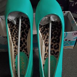 Teal Ballet Flats Size 8