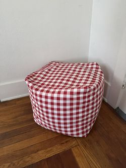 Red Gingham Poof