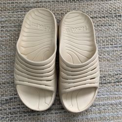 HOKA Cream Slides Mens 7, Womens 9 
