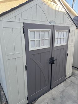 Suncast 8-ft x 4-ft Tremont Off-white Gable Roof Plastic Resin Storage Shed
