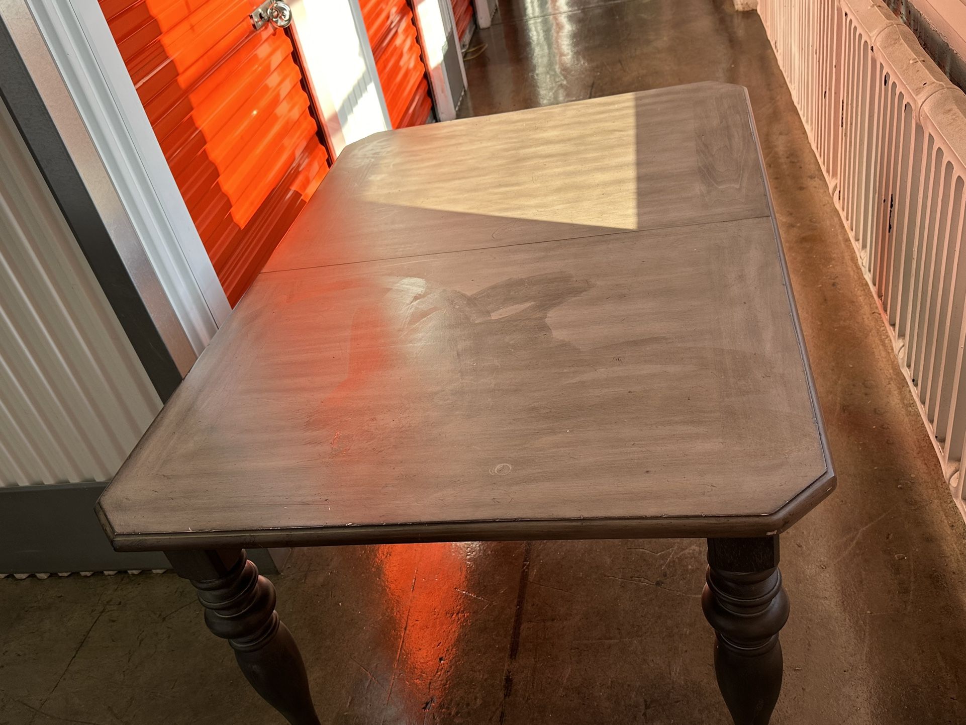 4 Leg Rustic Style Dark Grey Hardwood Dinner Table Set