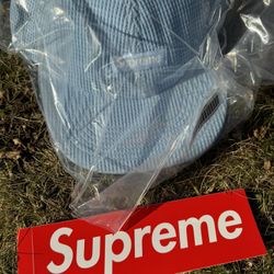 Supreme Polartec Waffle Small Box Logo 6-Panel Hat Light Blue FW24 ~ NEW SEALED