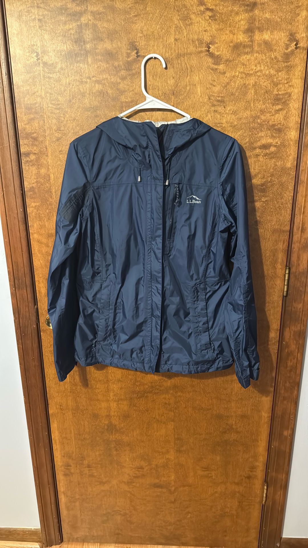 L.L.Bean Mens Size XSm Blue Hooded Full Zip Lightweight Nylon Windbreaker Jacket