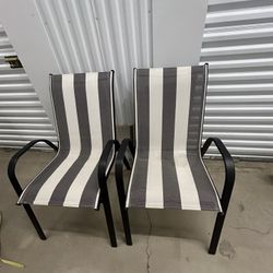 Stackable Sling Patio Chair, Black & White Striped