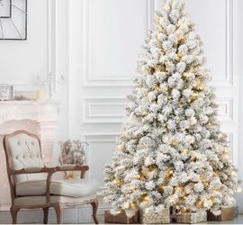 Pre-Lit Flocked Artificial Christmas Tree