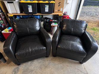 Pair of dark brown Leather Club arm Chairs