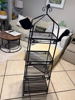 3-Tier Black Metal Display Shelf Stand