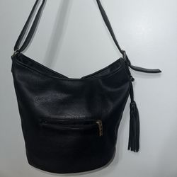 Black Leather Pink Haley Shoulder Bag