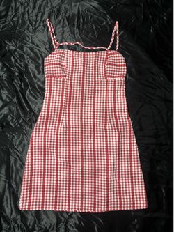 White and red checkered mini dress — New