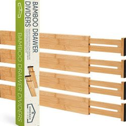 Bamboo Drawer Dividers, Adjustable & Expandable Kitchen Drawer Organizer, Ideal for Silverware Drawer Organizer, Dresser Drawer Org or Bedroom a