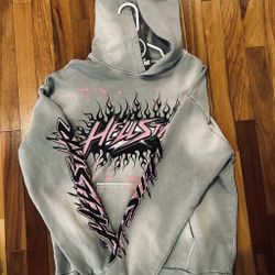 Grey pink Hellstar hoodie