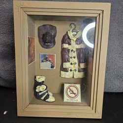 Firefighter Shadow Box Display with Gear, Helmet, Photos & No Open Flame Sign