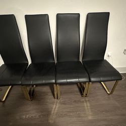 6 Black & Gold Dining Chairs 