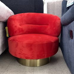 Red Velvet Accent Chair Cash