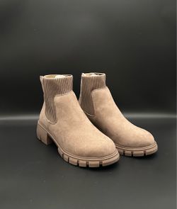 Taupe Suede Chelsea Ankle Boots