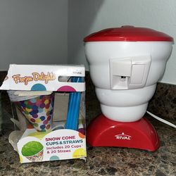 Rival Snow Cone Maker + 20 Cups & Straws Kit