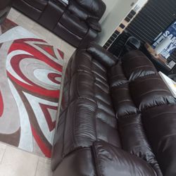 *One Week Only*---Madrid Brown Leather Reclining Sofa/Loveseat Sets---Delivery And Easy Financing Available 👍 