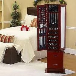 Spinning Jewelry Armoire Box W/locking Skeleton Key