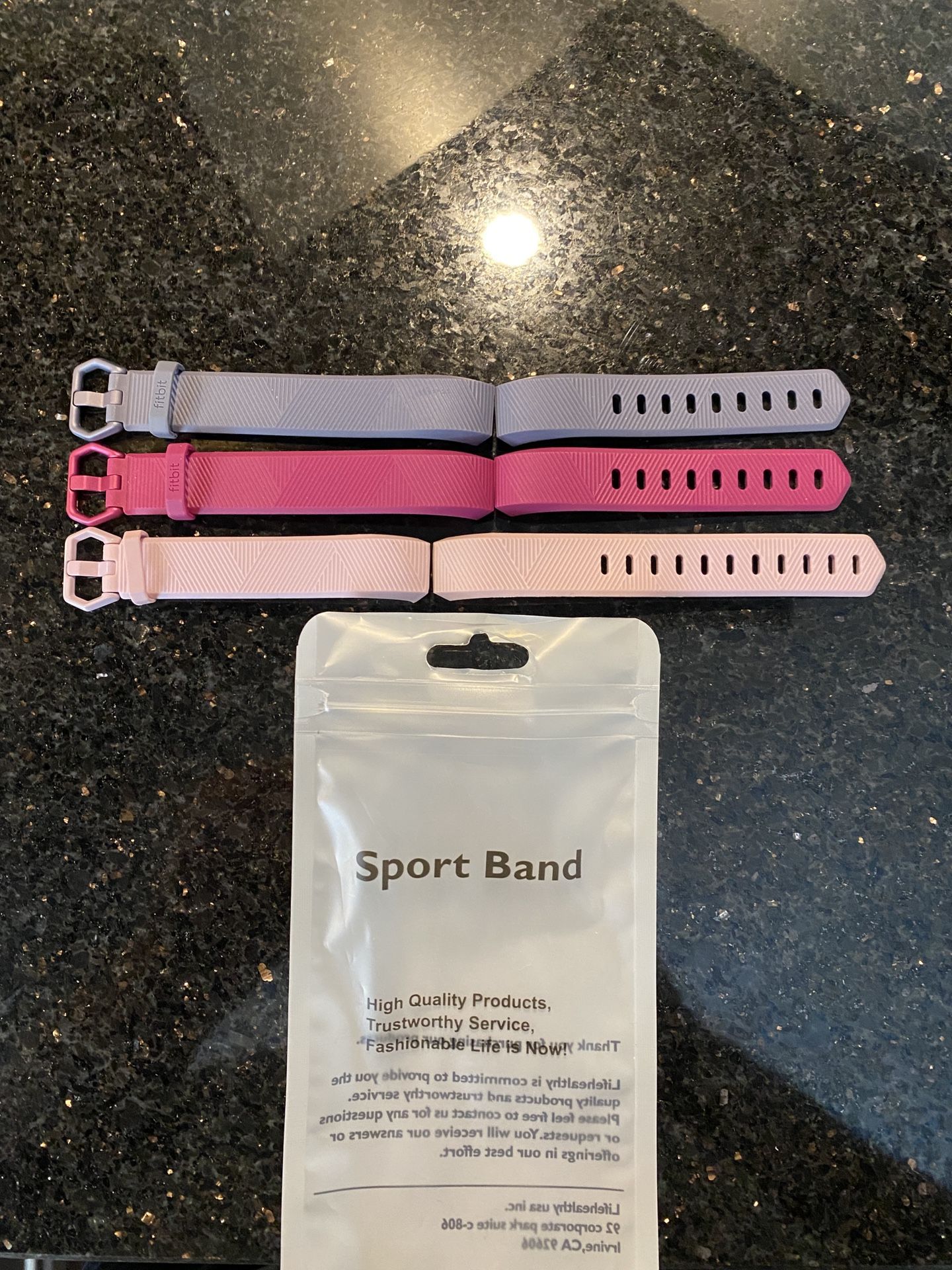 3-pieces Fitbit Alta Bands Size Small Silicone & Metal Grey Fuchsia & Pink