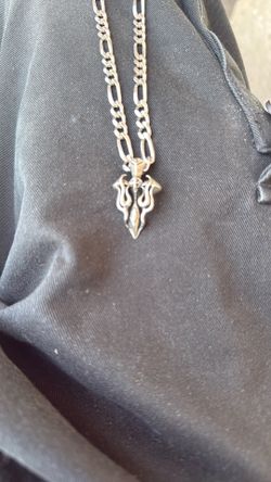 Silver, 925 Italian Figaro Chain With Bob Marley Pendant