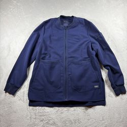 Figs Scrub Jacket Womens M Bellery Blue Full Zip Pockets Medical Technical #3E