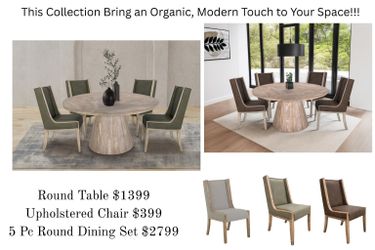  5 pc Dining Set beautifully crafted round dining table with a single pedestal base, providing stability and durability