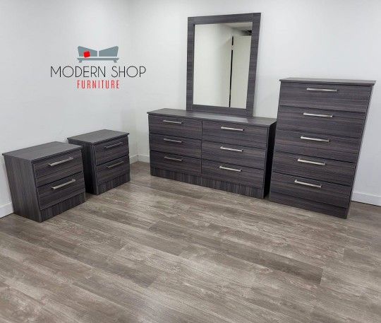 DRESSER WITH MIRROR ,CHEST AND TWO NIGHSTANDS