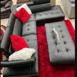 Ibiza Black Sectional With Ottoman ONLY $899